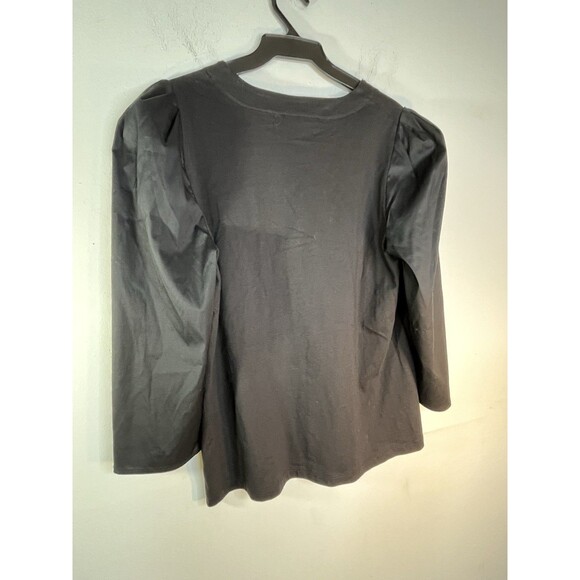 Chicos Silky feel sleeve black solid blouse Sleeve  1 Top M 6 8 - Picture 4 of 8